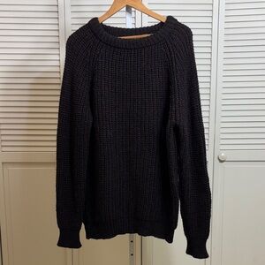 Vintage Cottage Knitwear Men's Brown Crewneck Wool Fisherman Sweater Large